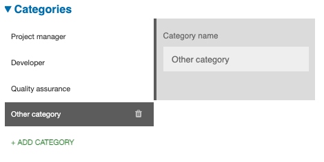 UI for Categories section of the tile